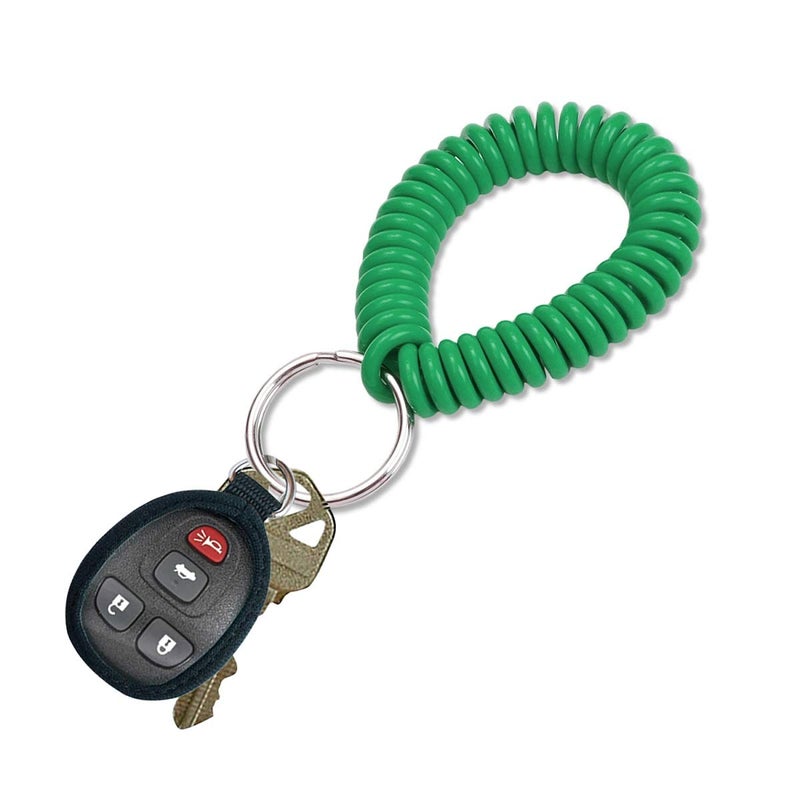 Lucky Line 2â€ Spiral Wrist Coil with Steel Key Ring, Flexible Wrist Band Key Chain Bracelet, Stretches To 12â€, Green, 5 Pack (4104005) - Image 3